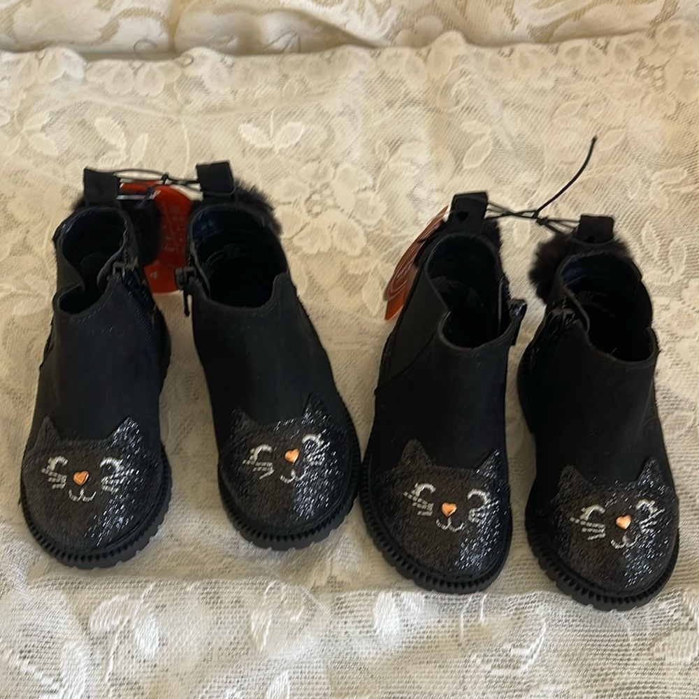 Brand new w/tags, girls wonder nation kitty blk w/hearts/fuzzies ankle boots sz4